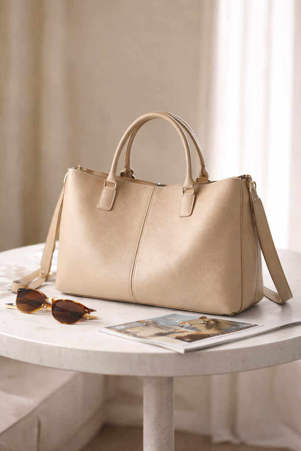 Smooth Leather Large Carryall Bag – Elegant Everyday Tote